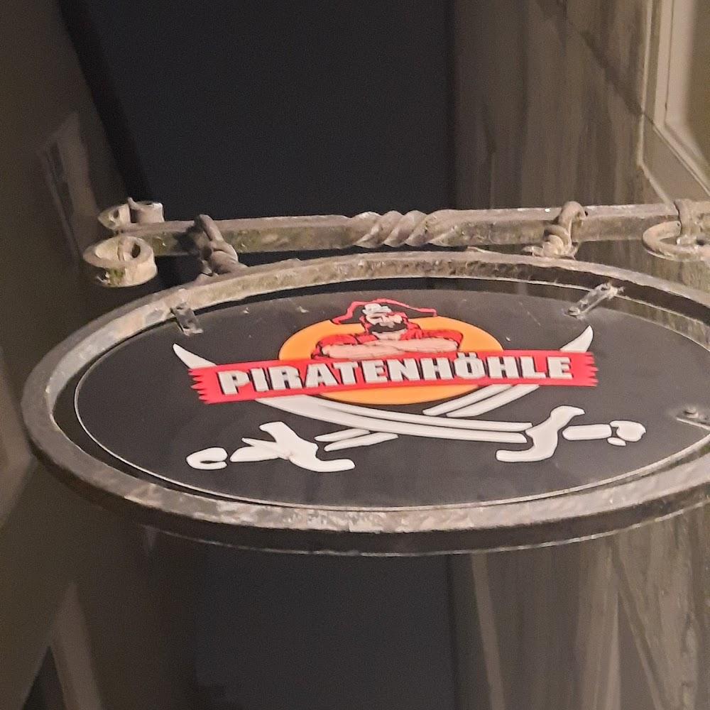 A round sign with a pirate logo that says
